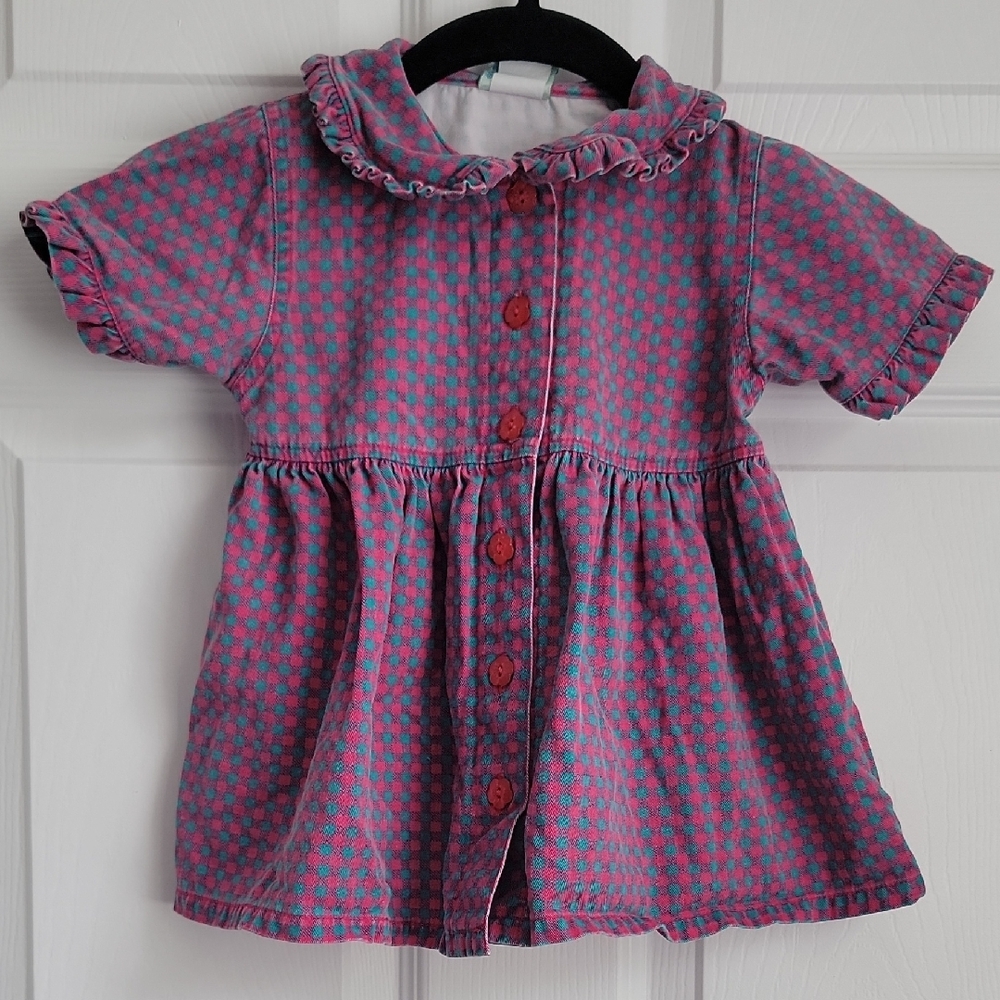Sprockets Mervyns Pink and Blue Checkered Baby Dress Vintage